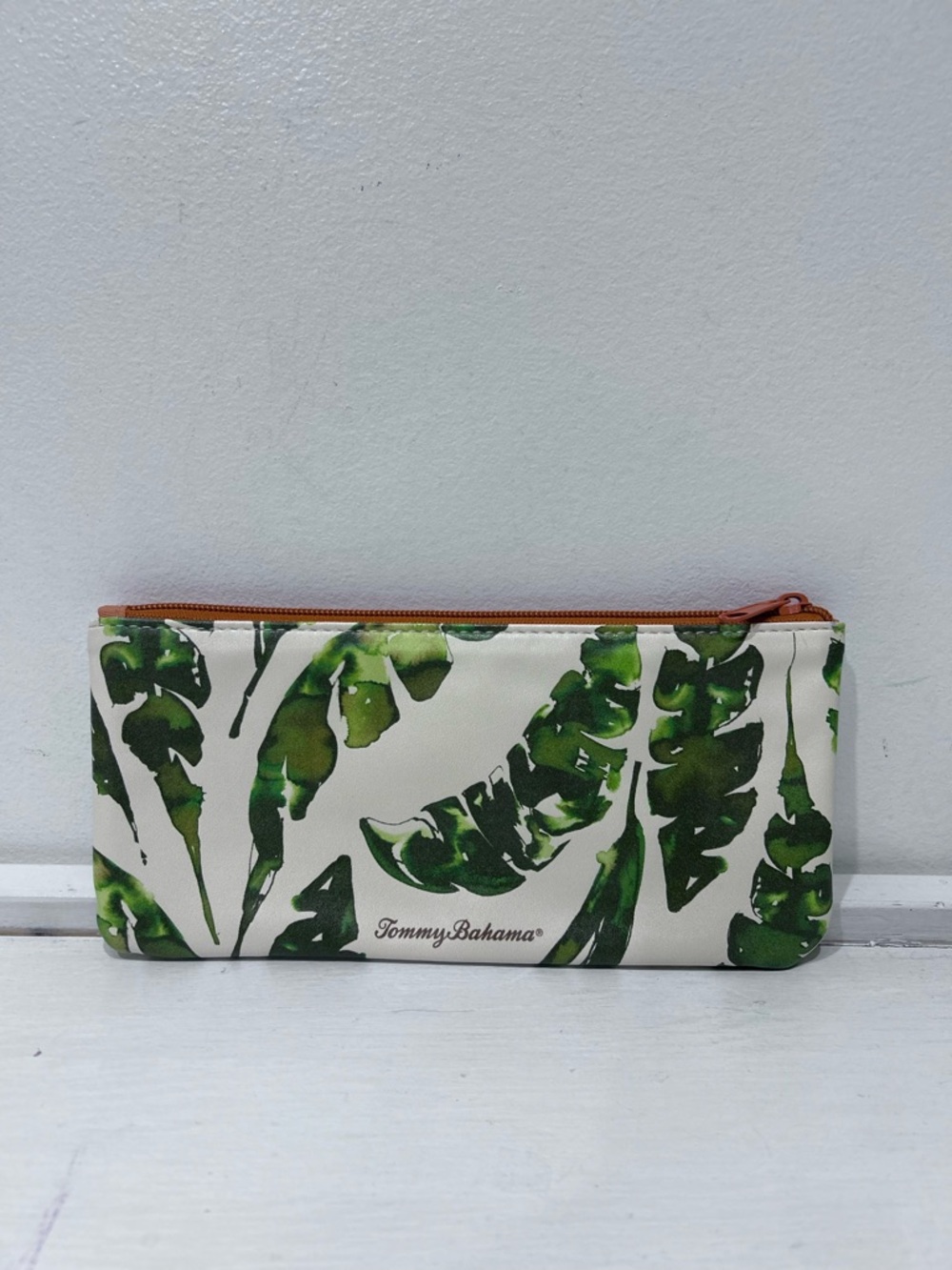 Tommy Bahama Banana Leaf Pencil Case Slim Zipper‎ Pouch Tropical Organizer